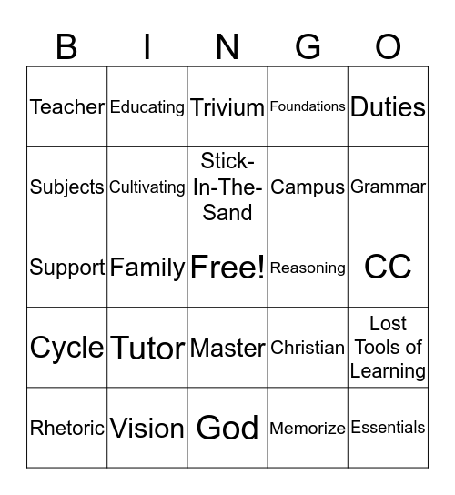 Practicum Bingo Card