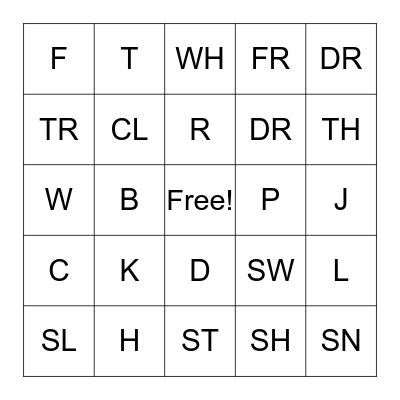 Initial Sound Bingo Card