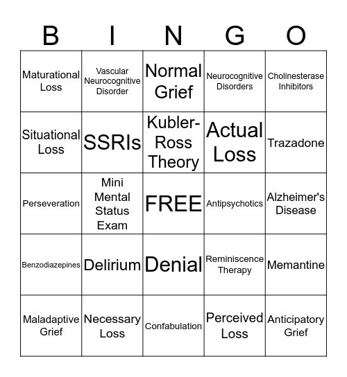 Psych Bingo Card