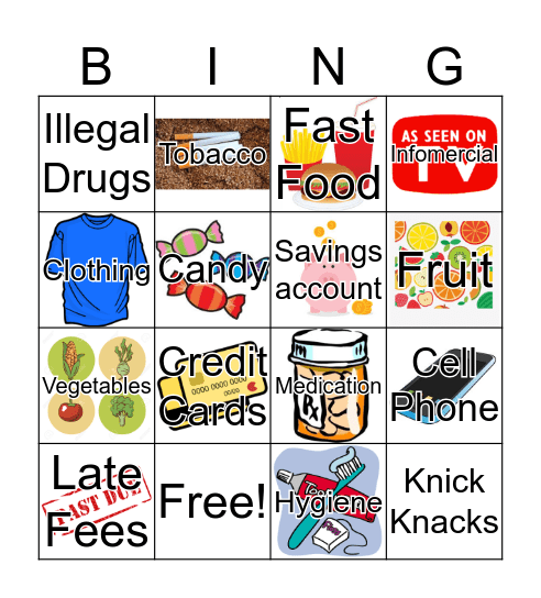 How to Spend $ Bingo Card