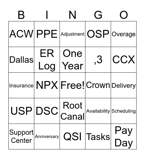 1 Year Anniversary Bingo Card