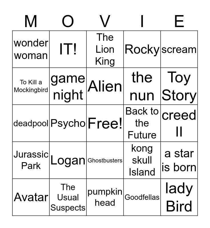 MOVIE BINGO Card