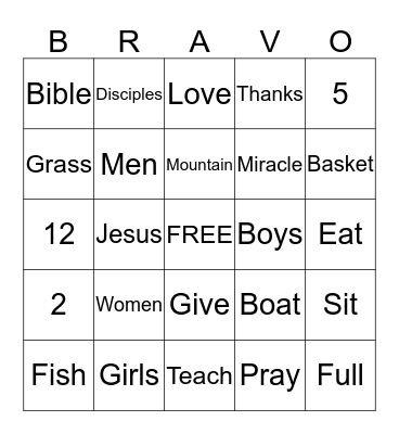 VBS BRAVO Bingo Card