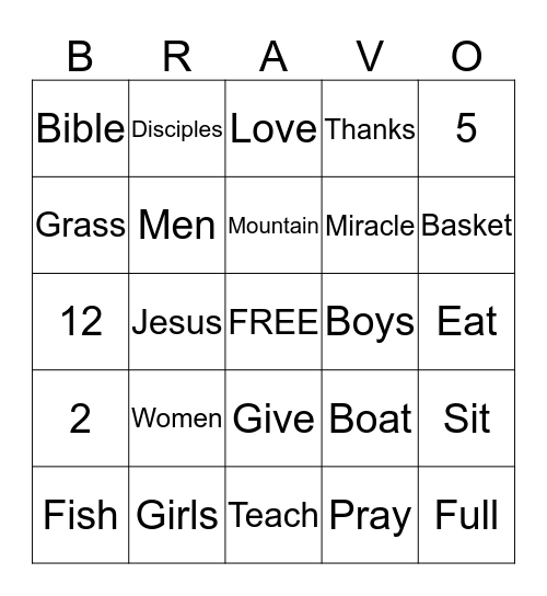 VBS BRAVO Bingo Card