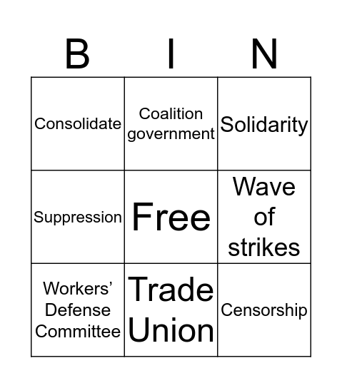 SOLIDARITY Bingo Card