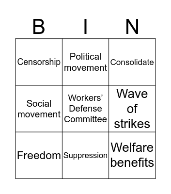 SOLIDARITY Bingo Card