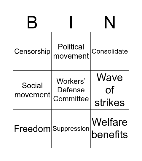 SOLIDARITY Bingo Card