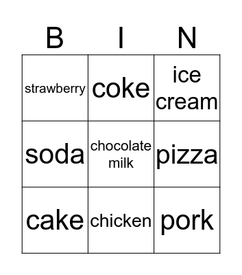 Want To Eat Bingo Card