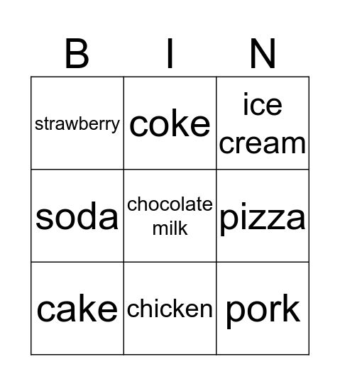 Want To Eat Bingo Card