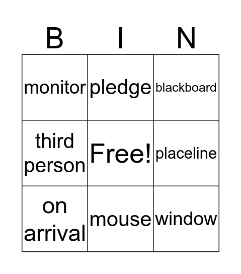 NIE Bingo Card