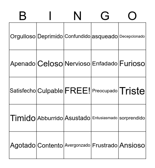 Emotions(: Bingo Card