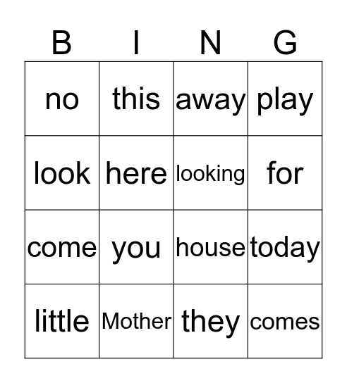 Bingo 1 Bingo Card