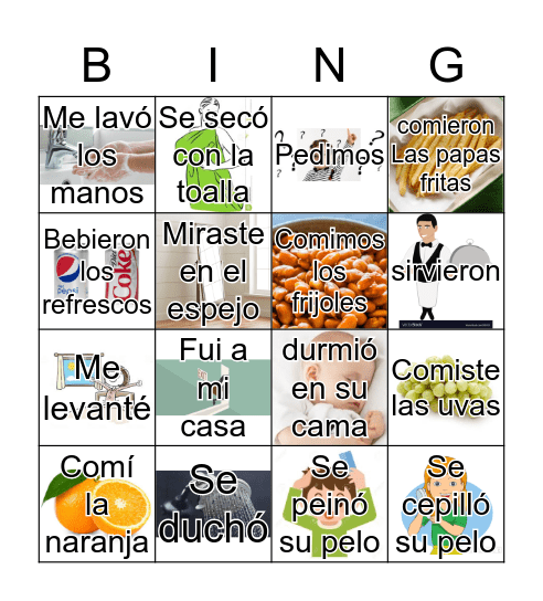 Preterite bingo Card