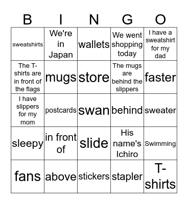 Superkids 4 - unit 4 Bingo Card