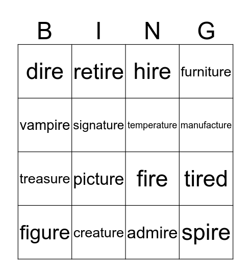 IRE & URE BINGO Card