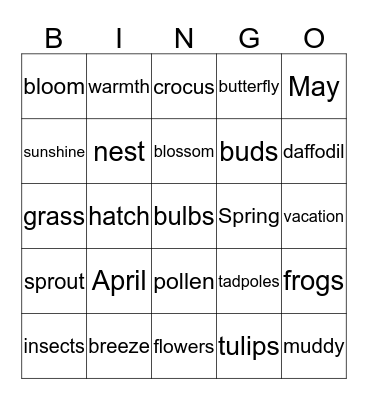 Spring Bingo Card