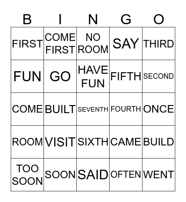 WORDS Bingo Card