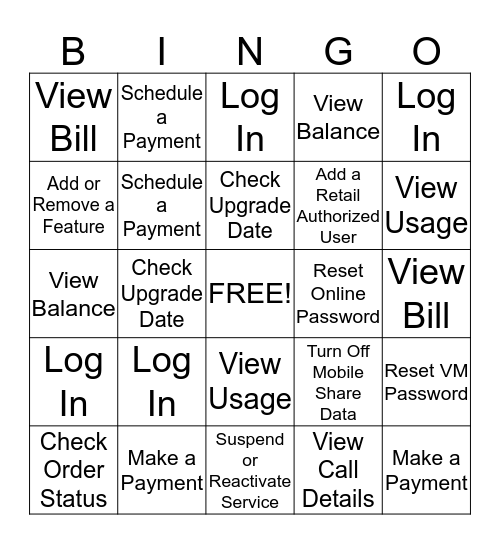 MyAT&T Bingo! Bingo Card