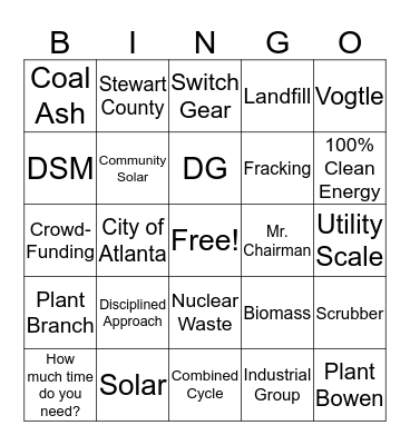 IRP Bingo Card
