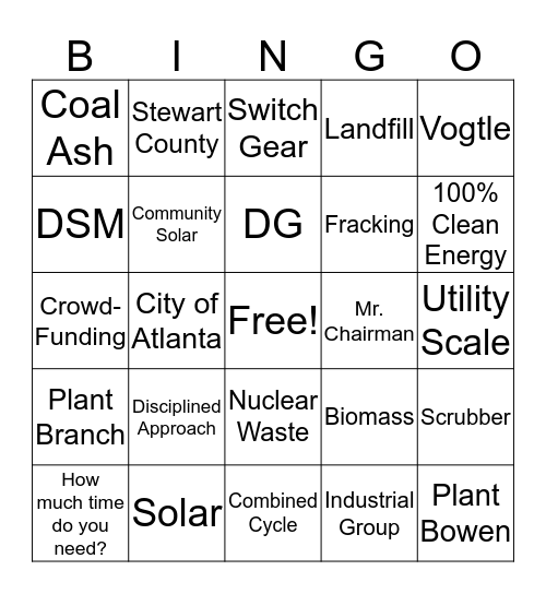 IRP Bingo Card