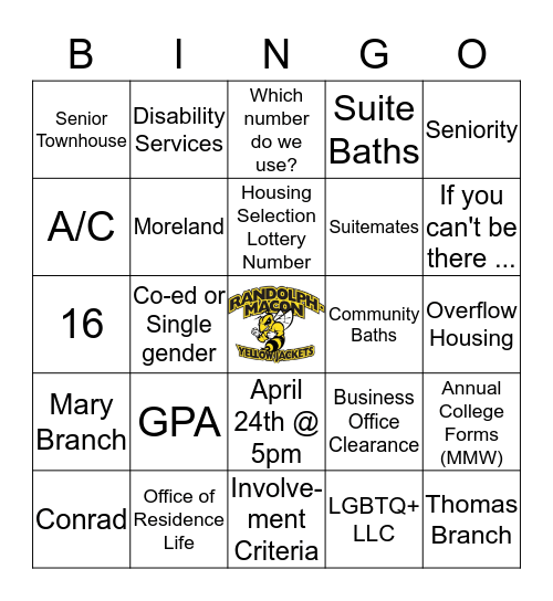 Housing-Palooza Info Bingo Card