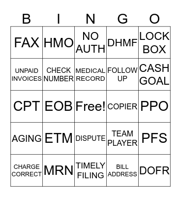 AR Department - Bingo Card