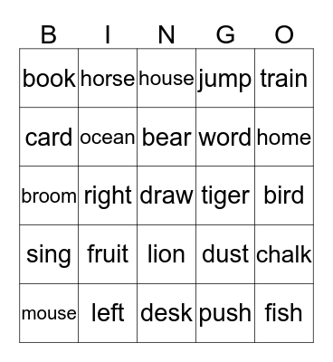 4 and 5 Letter Words Bingo Card