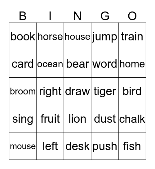 4 and 5 Letter Words Bingo Card