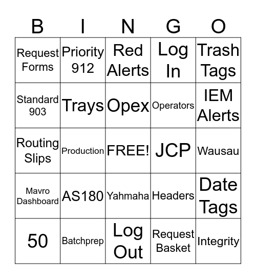 GE Team Builder Bingo Card