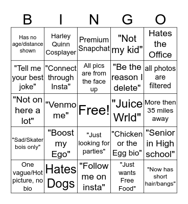 Swipe Left Bingo  Bingo Card