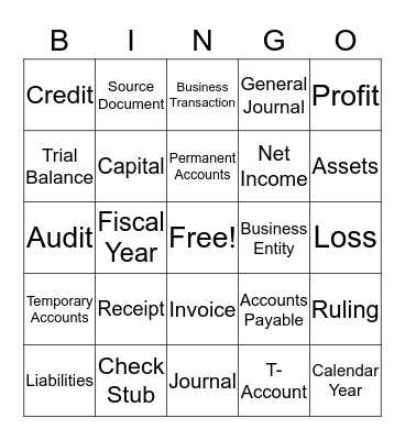 Accounting Bingo Card