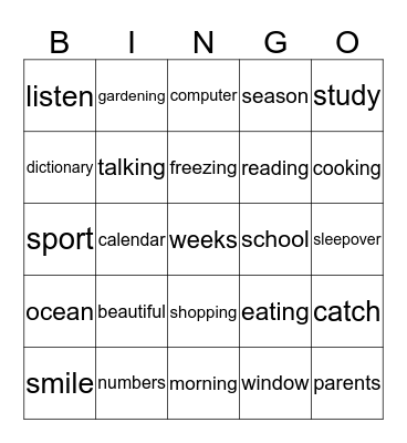 Many Letter Words Bingo Card