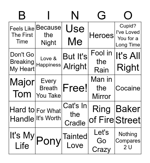 Mental Floss Music Bingo: Cover Me Bingo Card