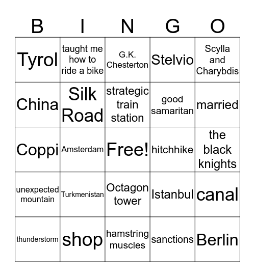 Please listen to the bike stories carefully and check off the key words that you heard! Bingo Card