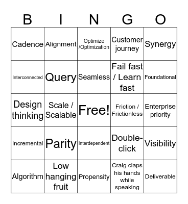 Buzz Word Bingo Card