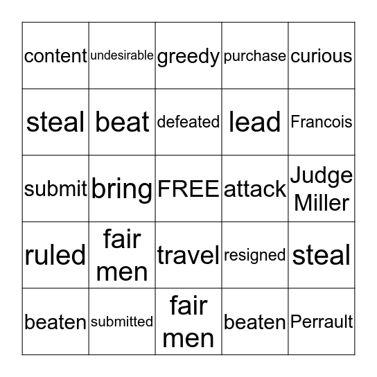 5th Grade Unit 6 Bingo Card