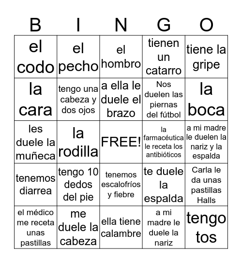 Unidad 2 repaso  Bingo Card