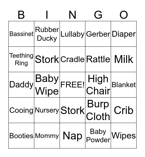 Baby Bingo Card