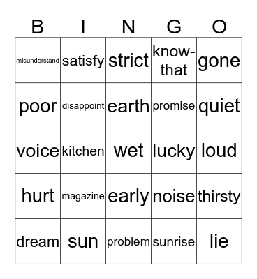 Lesson 12 Bingo Card