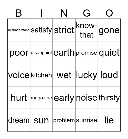 Lesson 12 Bingo Card