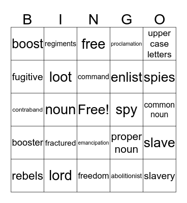 Vocabulary #2 Bingo! Bingo Card