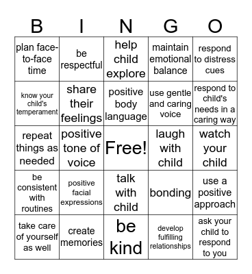 BONDING BINGO Card