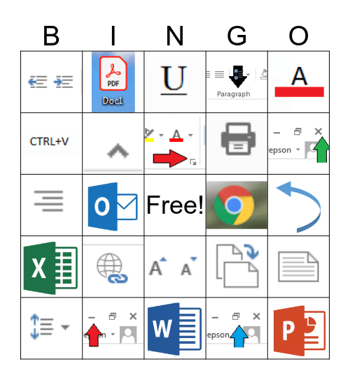 MS Word & Windows Bingo Card