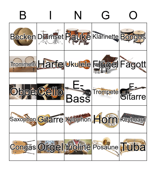 Instrumentenbingo Card