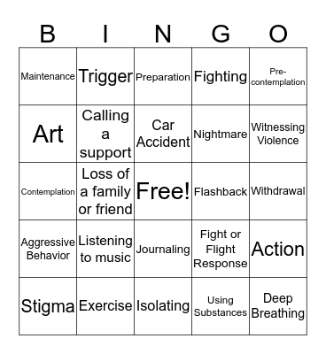Seeking Safety Review  Bingo Card