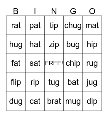 Vocabulary BINGO Card