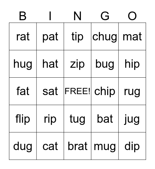 Vocabulary BINGO Card