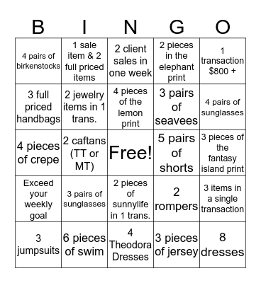 JUNE STORE BINGO Card