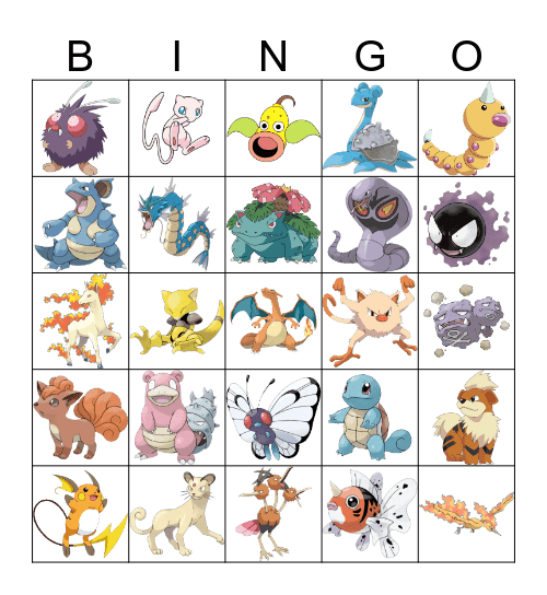 Pokemon Bingo Card