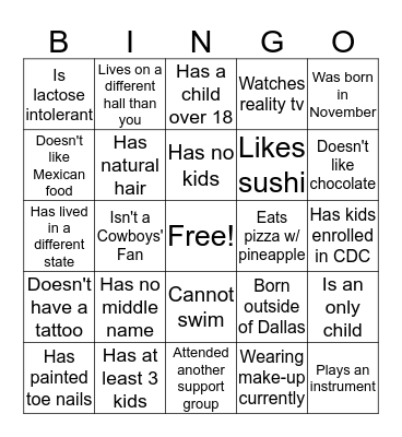 Find Someone Bingo Card